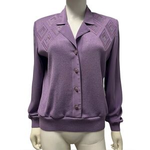 Vintage Philippe Marques Lavender Purple Knit Twill Sweater Blouse Top Womens 8